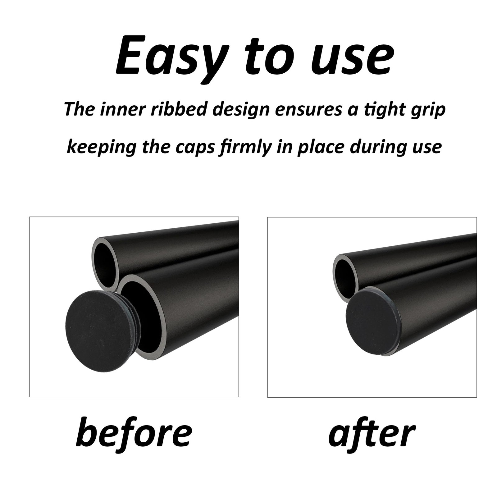 PDETVEO 12 PCS 1 1/4 Inch Round Plastic End Caps, 1 Round, Black gallery