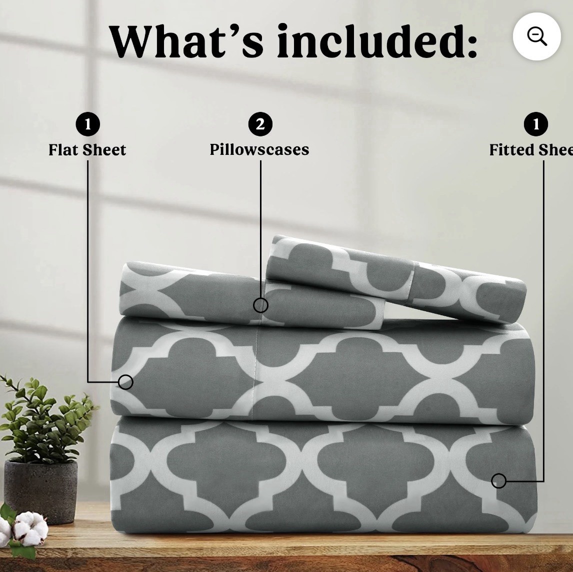 New/ Lux Decor Collection Full 4pc Quatrefoil Sheet Set Grey White Microfiber gallery