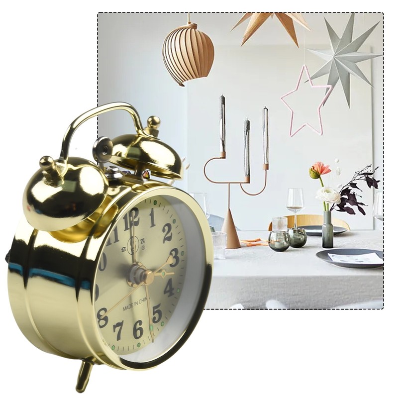 Horseshoe Mechanical Gold Alarm Clock-Manual Wind Up Vintage Metal Clock Cute gallery