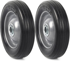 (2-Pack) 6” X 1.5” Flat Free Solid Rubber Wheel Assemblies – Replacement Hand T