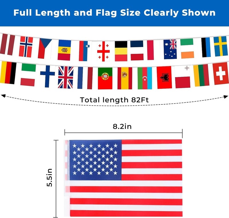 Country Flags Banner 82ft Polyester International Flags of the World Classroom gallery