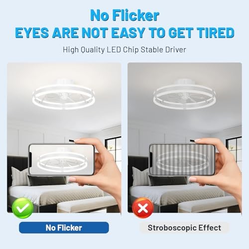 Bladeless Ceiling Fan with Lights,19.7'' 3000-6000K Dimmable 6 White-Style 2 gallery