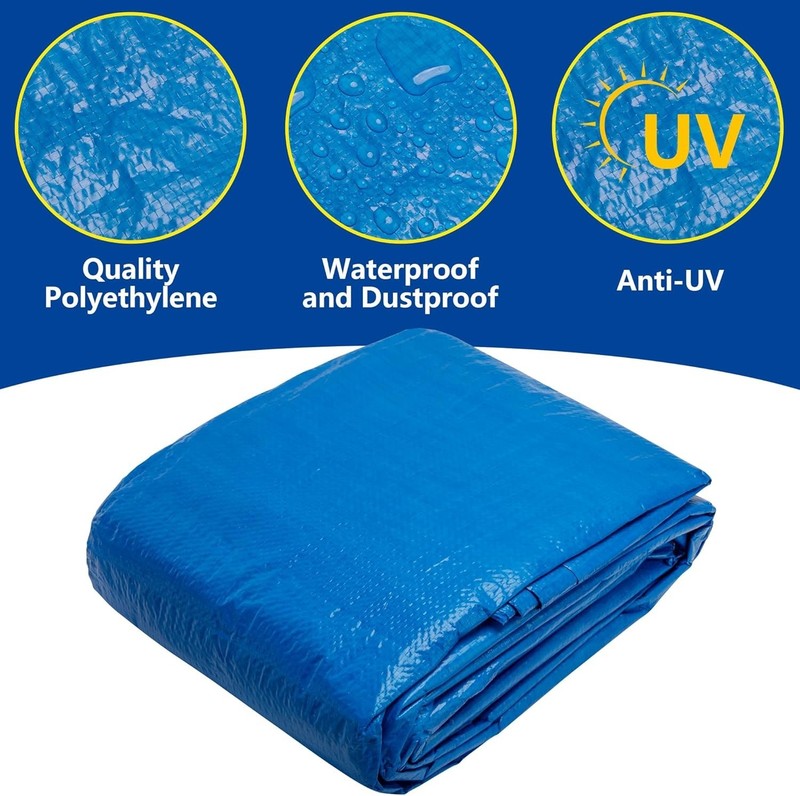 24x12ft Rectangular Waterproof Pool Liner Pad - Durable Outdoor Tarp with Stakes gallery
