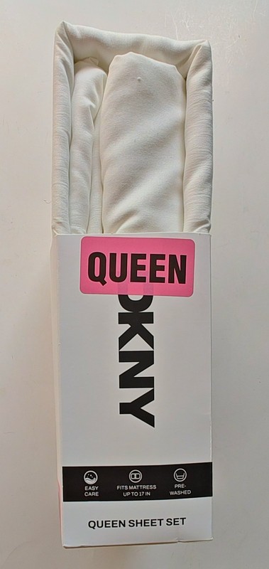 DKNY Sheet Set QUEEN Solid White Plain Easy Care 17" Deep Fit Polyester Pre-Wash gallery