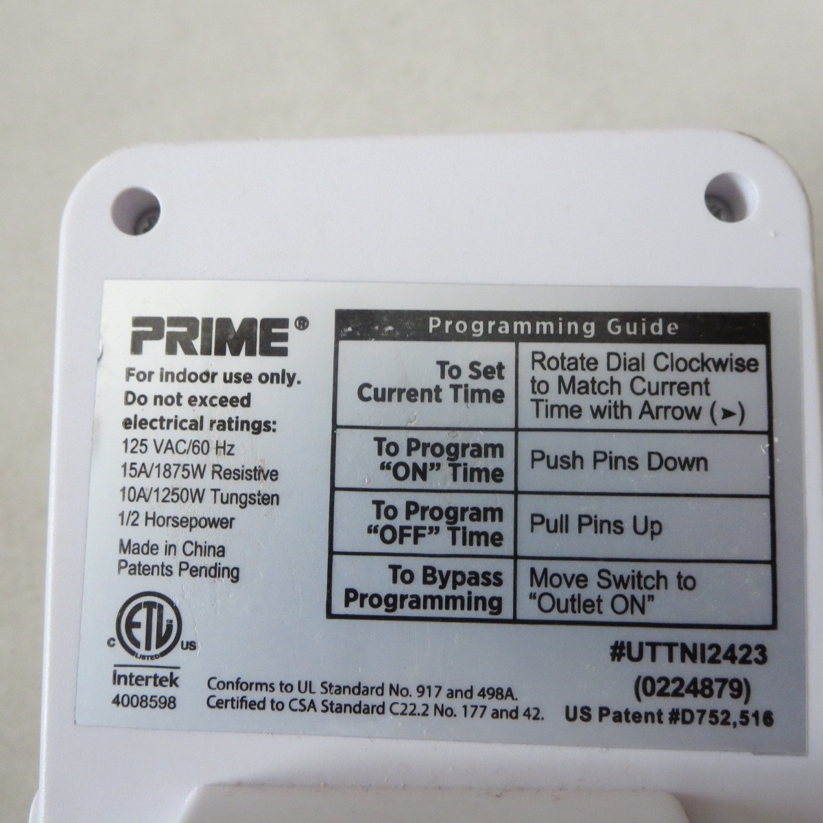 PRIME 24 Hour Programming Timer For indoor use only # uttn12423 gallery