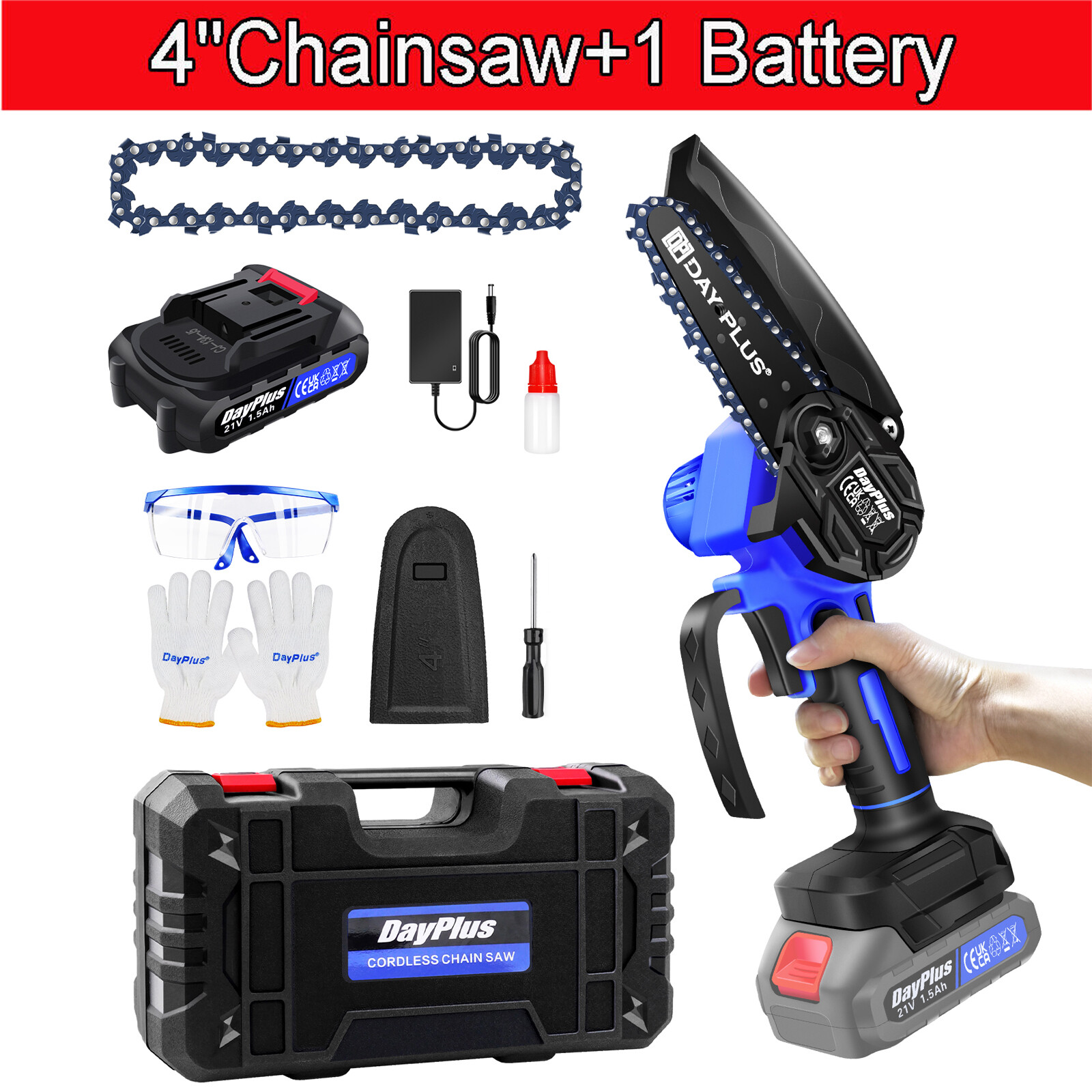 4/6 In Cordless Electric Chainsaw Handheld Mini Wood Cutter Tool One Hand Saw gallery