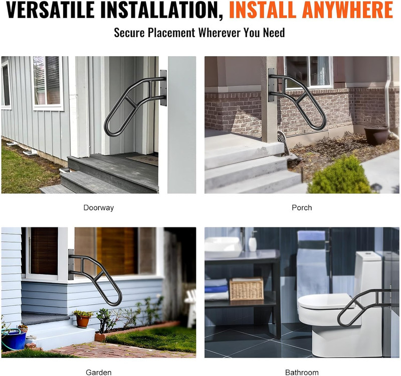 Handrails for Outdoor Steps, 32" Length Wall Mount Safety Railings for 1-3 Steps gallery
