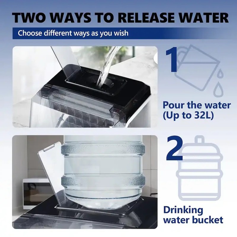 EUHOMY Ice Cube Maker Machine Countertop, 2 Ways to Add Water, 45Lbs/Day 24 Pcs gallery