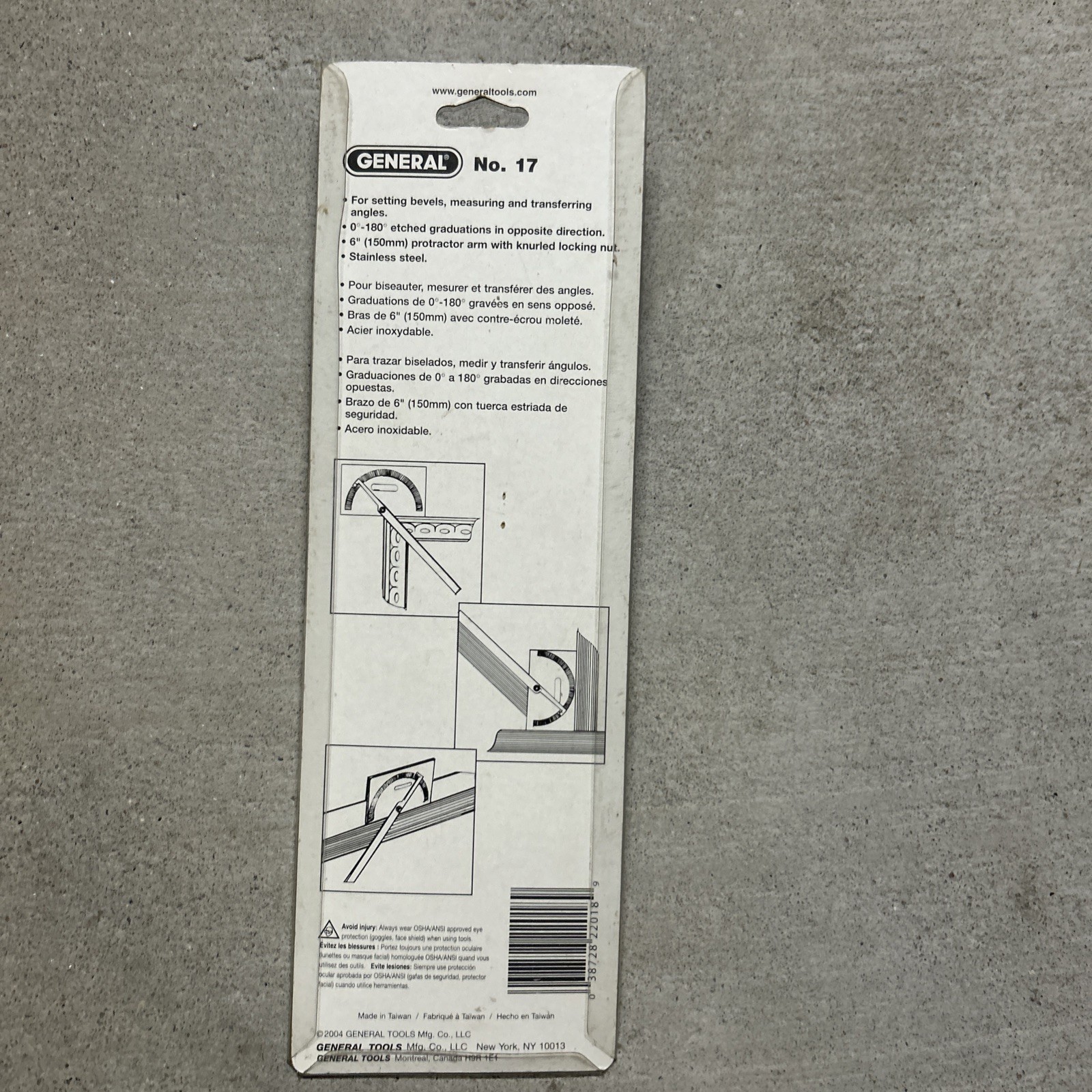 PROTRACTOR By GENERAL TOOLS MODEL 17 STAINLESS STEEL 0-180 Degrees gallery