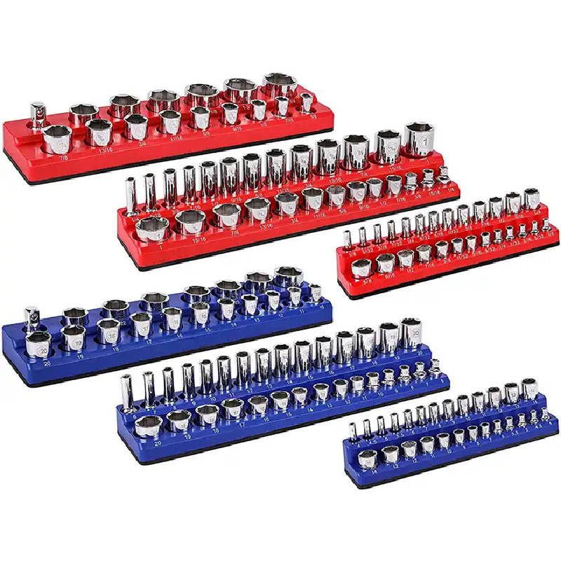 6-PACK Set Magnetic Socket Organizer Holder 1/4'' 3/8'' 1/2'' Drive SAE Metric gallery