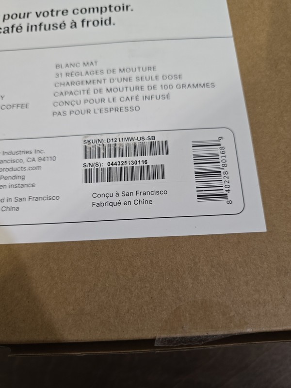Fellow Ode Brew Gen 2 Burr Coffee Grinder -Matte White (D1211MW-US-SB) *NEW* gallery