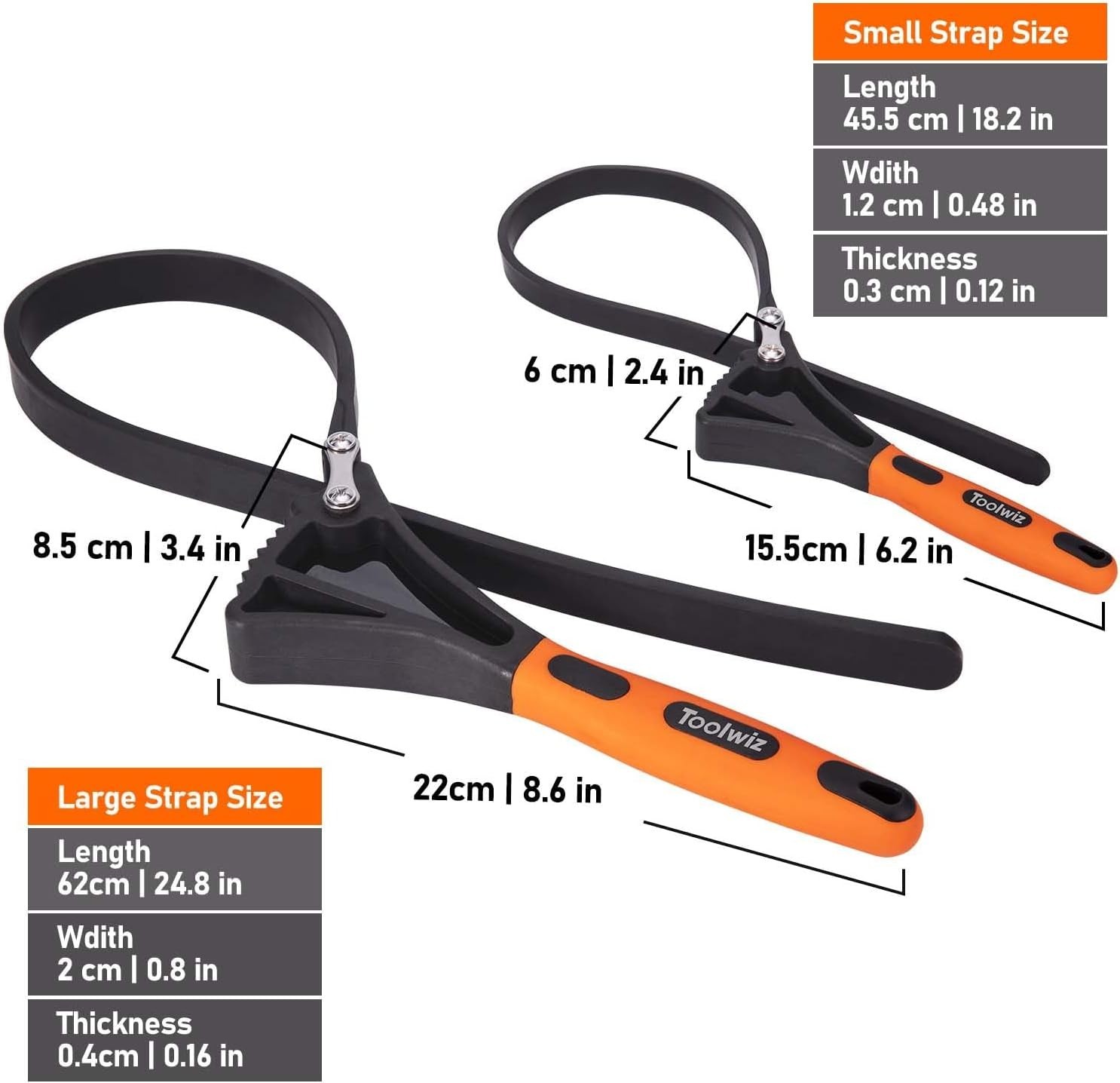 Rubber Strap Wrench Set 2pcs Pipes Below 6'' 150mm & 4'' 100mm Universal gallery