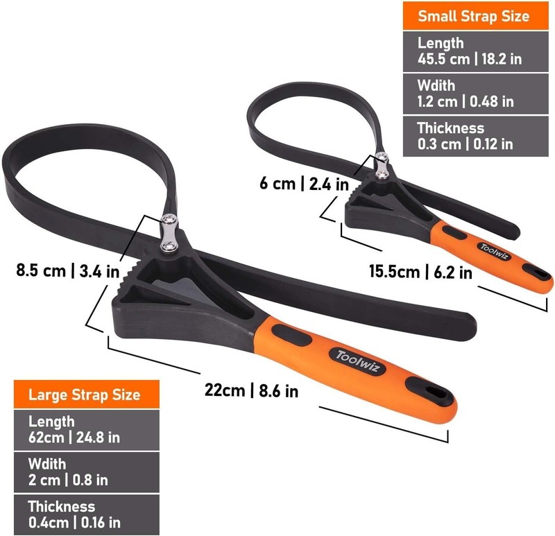 Rubber Strap Wrench Set 2pcs Pipes Below 6'' 150mm & 4'' 100mm Universal gallery