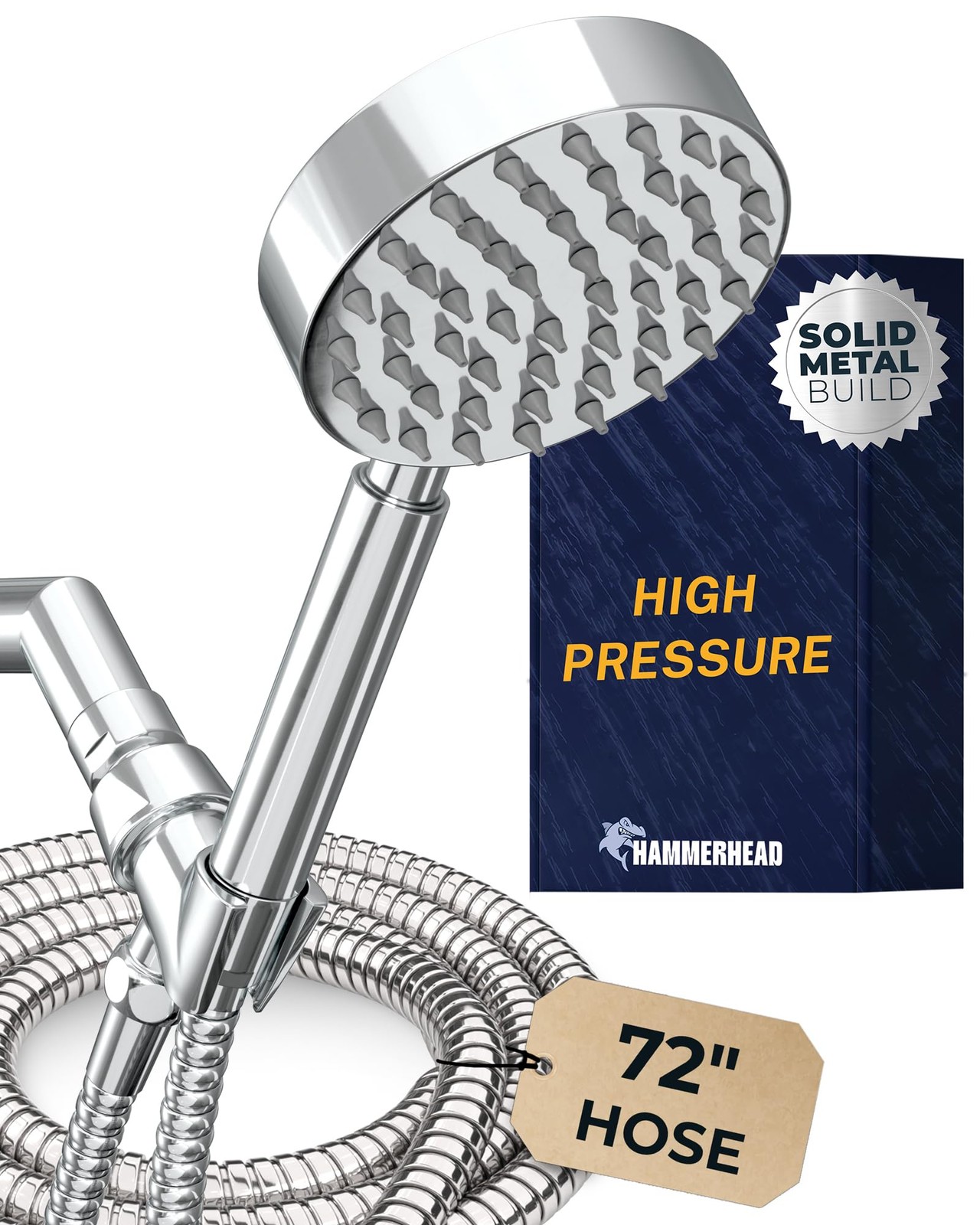 HammerHead Showers® Solid Metal Handheld Shower Head 2.5 GPM, Brushed Nickel gallery