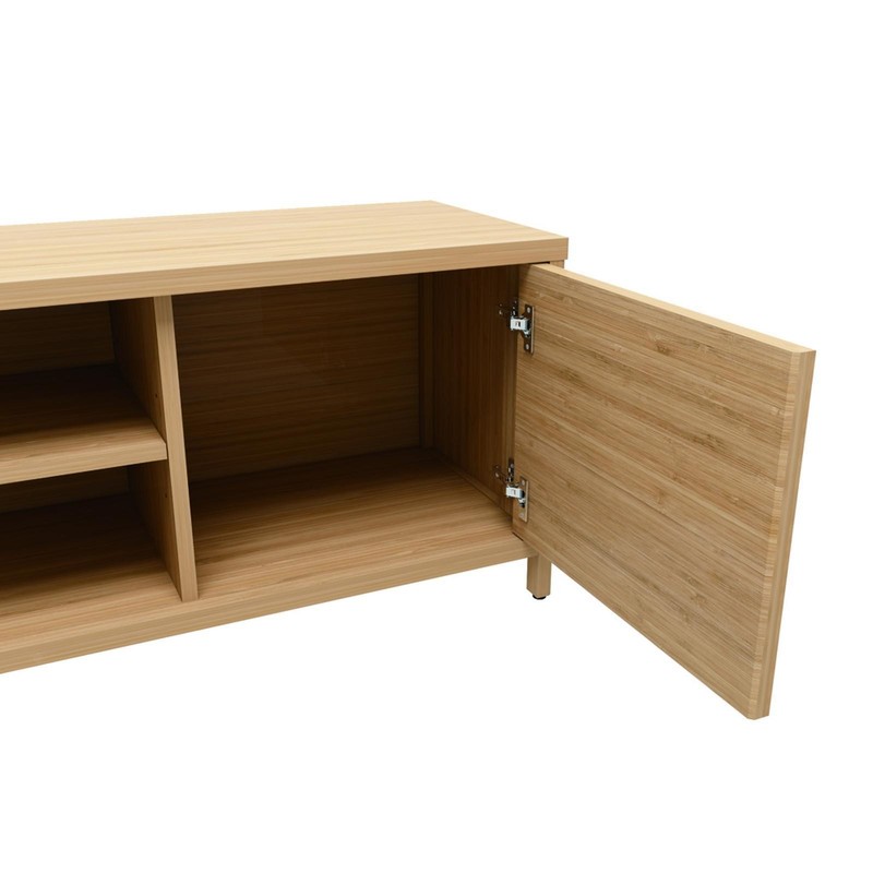 Multi-Purpose Bamboo TV Console with Doors & Shelving - Ideal for Organized gallery