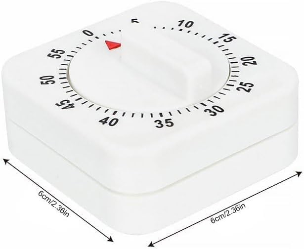 White Timer Clock Square 60-Minute Mechanical Kitchen Timer, No Batteries Req... gallery