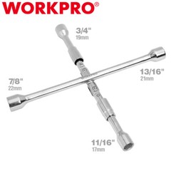 WORKPRO 14 Inch Universal Folding Lug Wrench 4-Way Tire Iron Wrench Cross Wrench