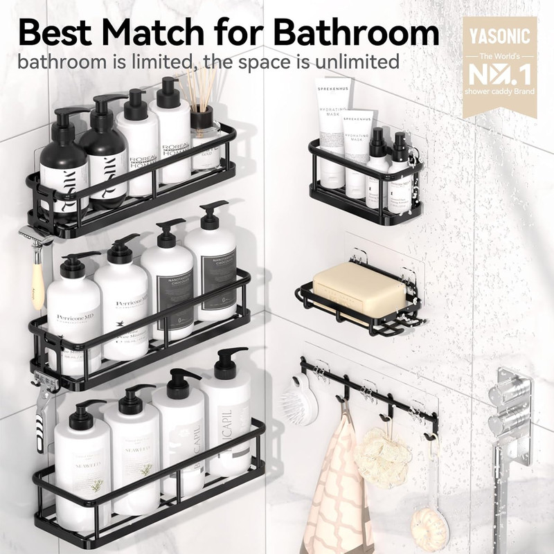 Shower Caddy Adhesive Rustproof Organizer With Soap Holder Shelves 6 Pack gallery