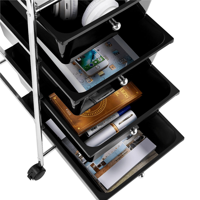 Rolling Storage Cart Plastic Bin Unit With 4 Drawers, Metal Frame, PP Drawers gallery