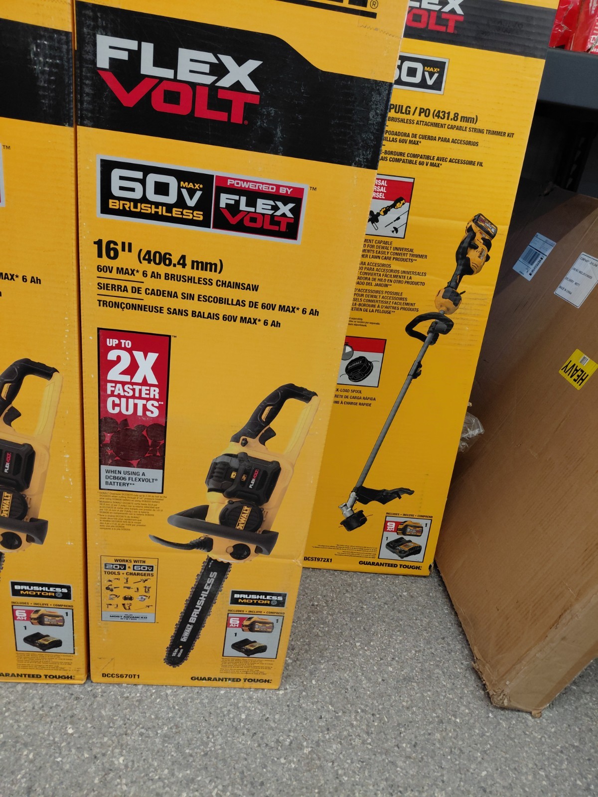 DEWALT 60V FLEXVOLT 16" Brushless Chainsaw Kit w/6Ah Battery/Charger DCCS670T1 gallery