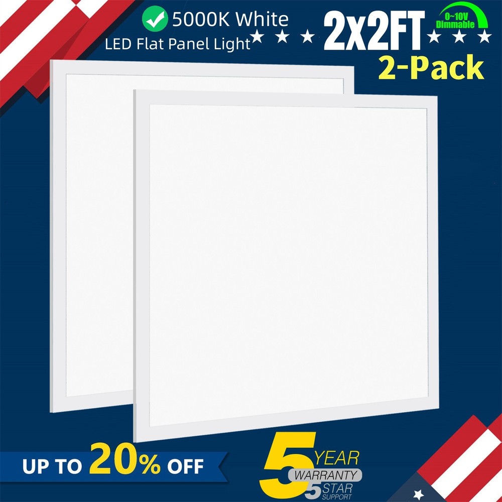 LED Flat Panel Light 2x2FT, 45Watt 5800LM Recessed Backlit Troffer Lights, 5000K