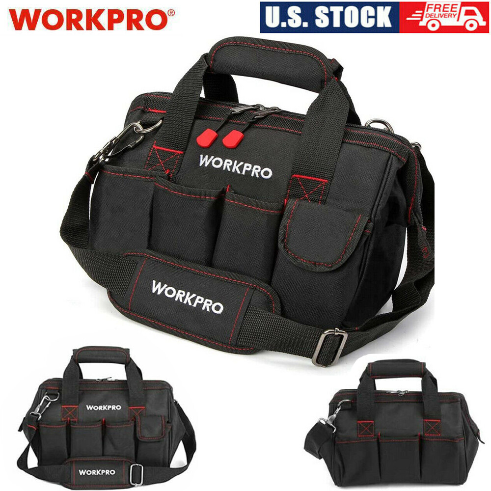 Workpro 12'' Storage Tool Bag Close Top Wide Open Mouth Polyester Double Zipper gallery