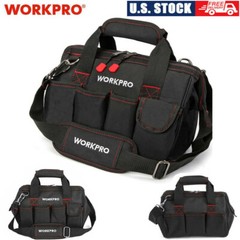 Workpro 12” Storage Tool Bag Close Top Wide Open Mouth Polyester Double Zipper