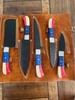 CUSTOM HANDMADE D2 TEXAS FLAG HAMMERED 5 PIECES CHEF SET & LEATHER CARRYING BAG gallery