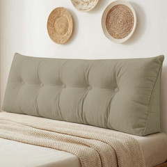 Queen Triangular Wedge Headboard Pillow for Reading & Relaxing – Khaki