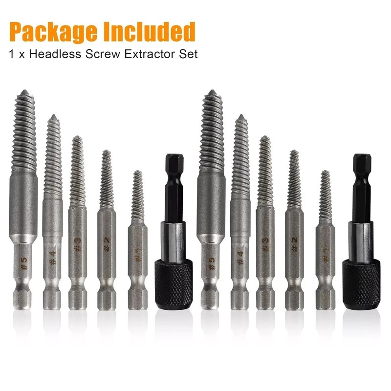 12Pcs Stud Screw Extractor Remover 1/4 Inch Hex Shank Damaged Bolt Easy Out-Sets gallery