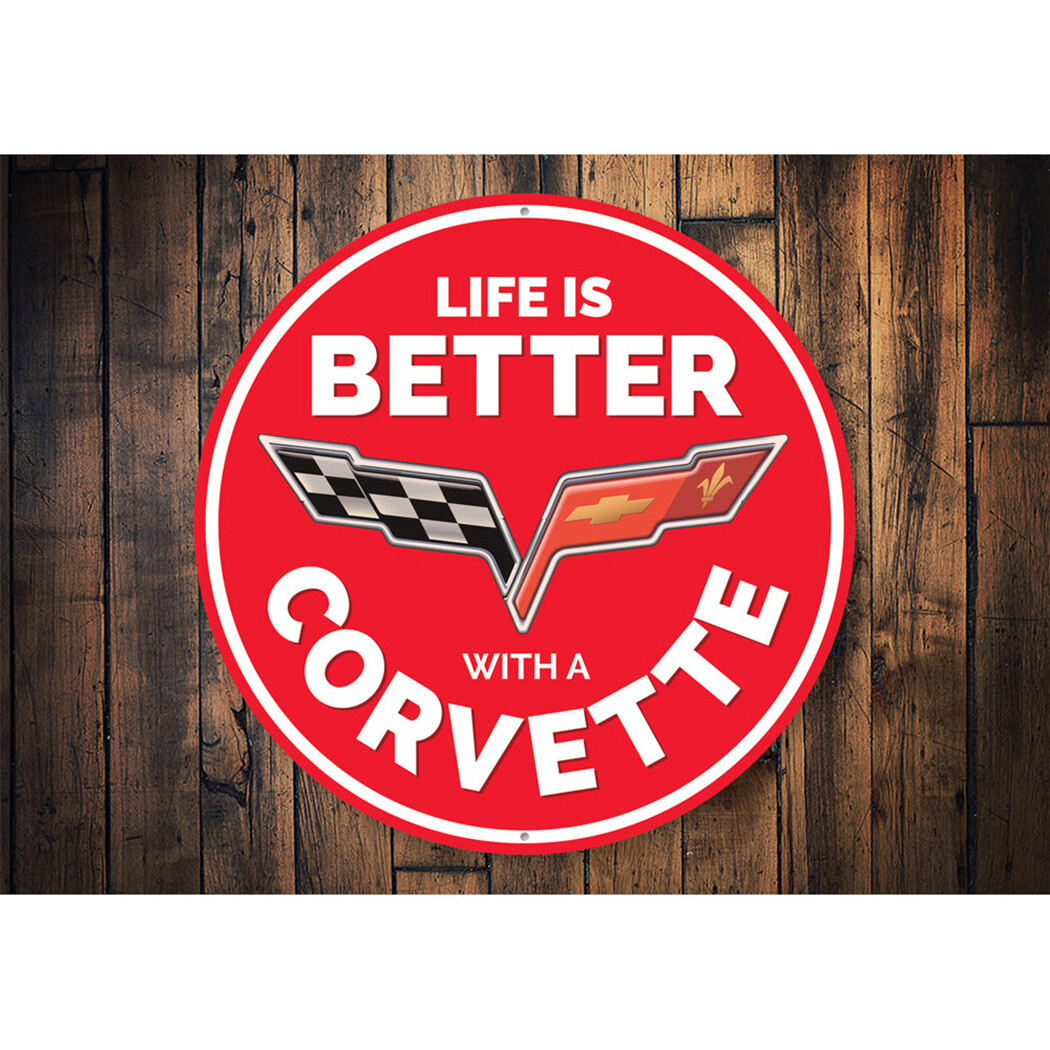 Life is Better with a Corvette, Garage Car Sign, Chevy Car Aluminum Sign gallery
