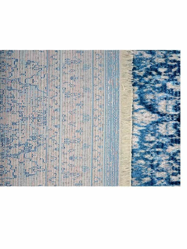 Machine Woven Cross Weave Polyester 2'6'x9'10' Runner Area Rug Oriental Blue BBH gallery