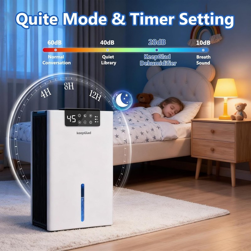 KeepGlad Smart Dehumidifier Tower White Digital Display Quiet Water Window gallery