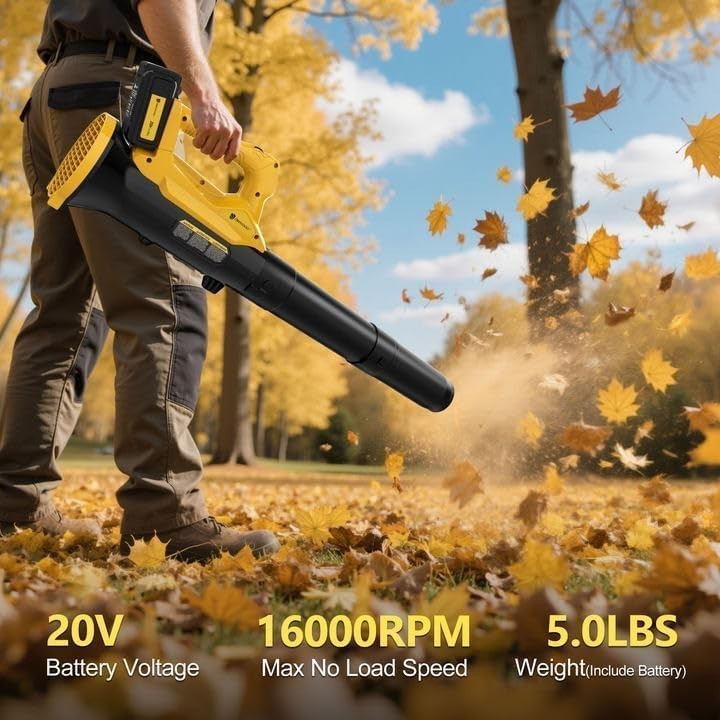 Orientools 20V Cordless Leaf Blower with 2x UL Certified 2.0Ah Battery & C gallery