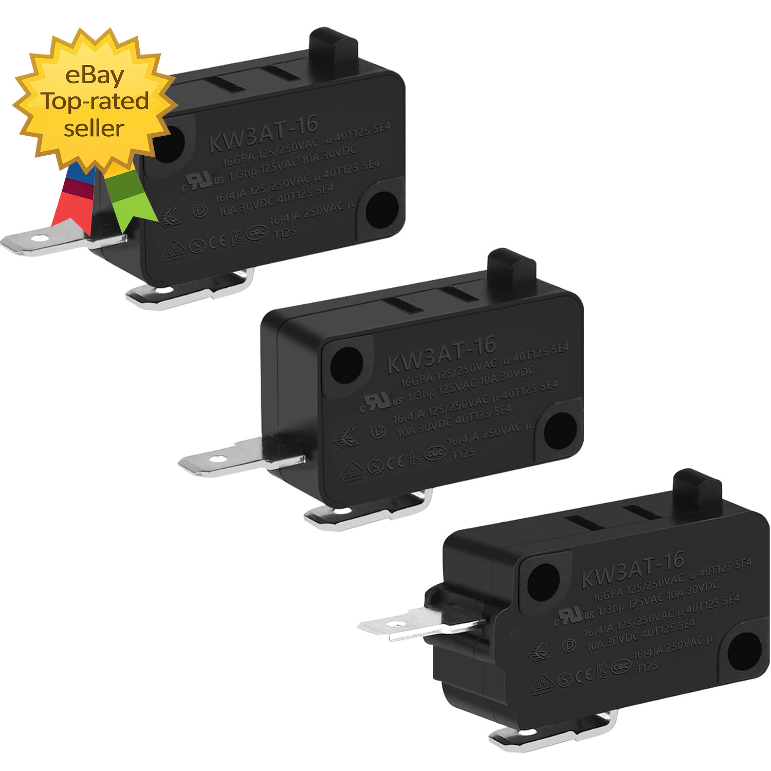3PCS Microwave Oven Door Switch Replacement Parts 16A 125/250V, Kw3At-16 gallery