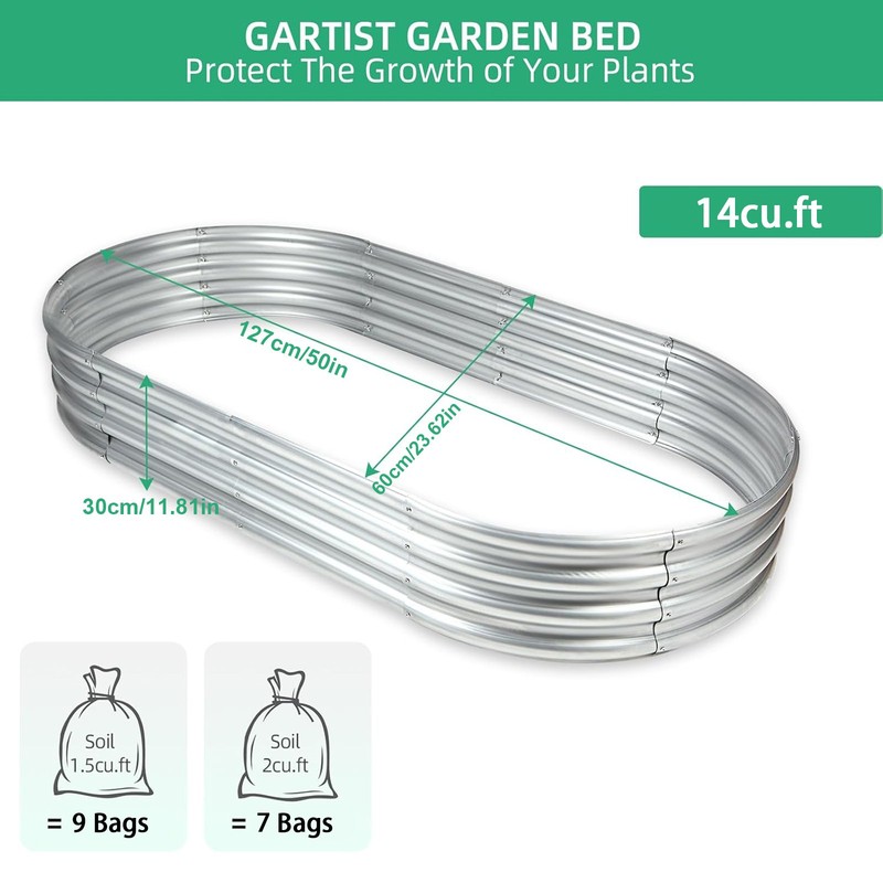 2 Pack Galvanized Raised Garden Bed Kit Oval Metal Planter Boxes Outdoor gallery