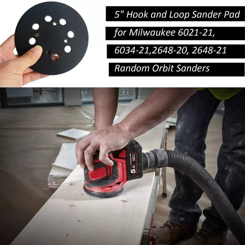2 Pack 5 Inch 8 Hole Hook and Loop Sander Pad for Milwaukee 6021-21 6034-21 gallery