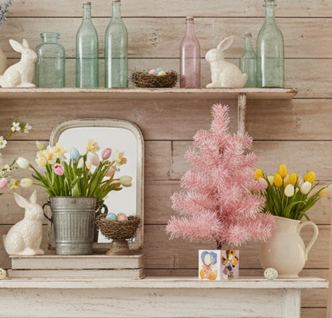 Primitive Retro Spring Easter Pink Easter Tree - 18.5" gallery