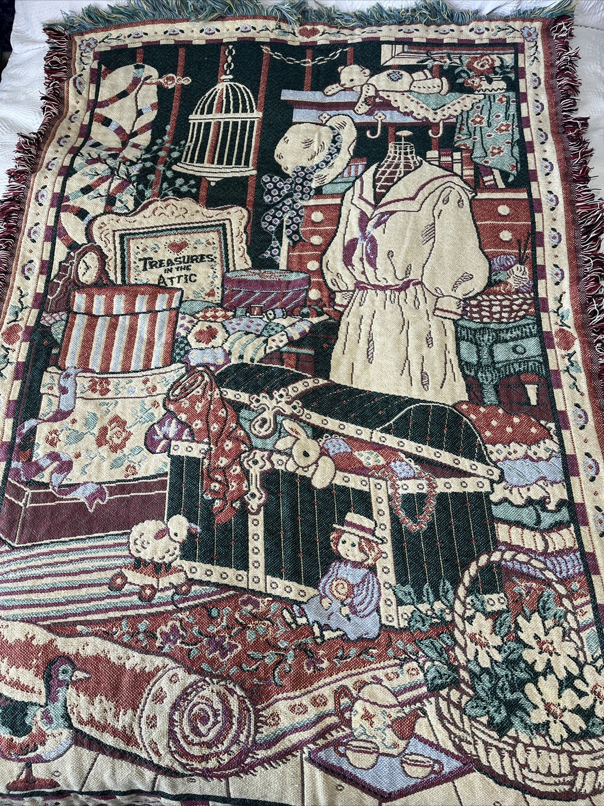 Vtg Fieldcrest B Whitaker Woven Throw Treasures In The Attic 40x60 Toys Fabric gallery