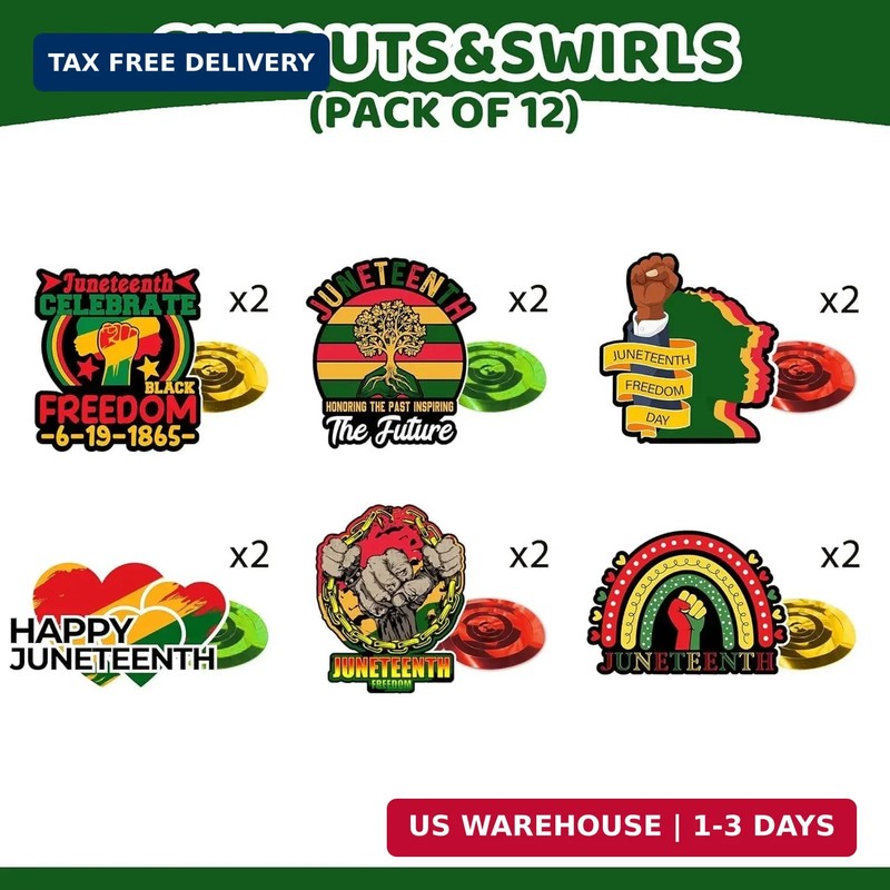 Juneteenth Decorations Banner Set Include Happy Juneteenth Banner and 12Pcs Doub gallery