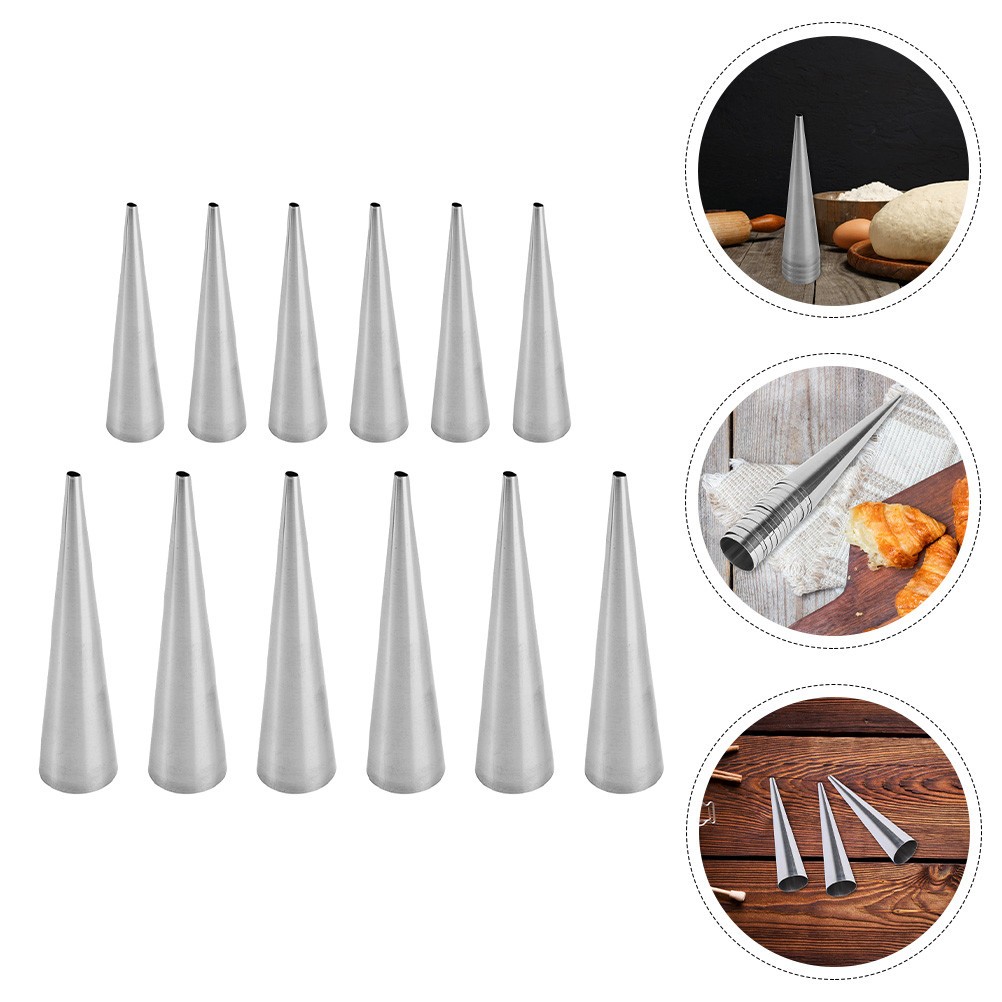12 Pcs Baking Tools Pastry Cones Piping Stick Miss Horn Forms Tube Molds gallery