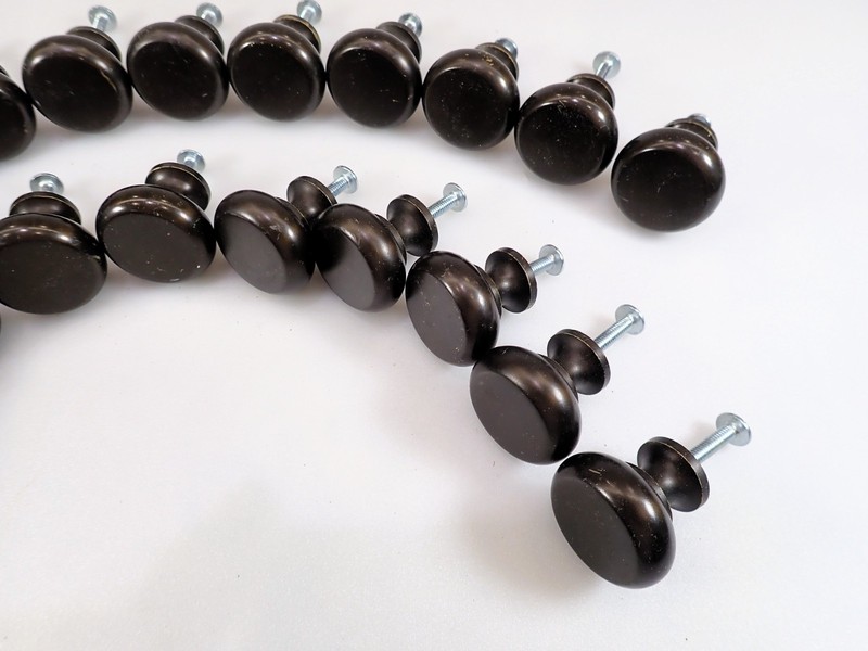 Vintage Solid Brass Cabinet Knobs Lot of 20 Oil Rubbed Bronze Dresser Pulls NOS gallery