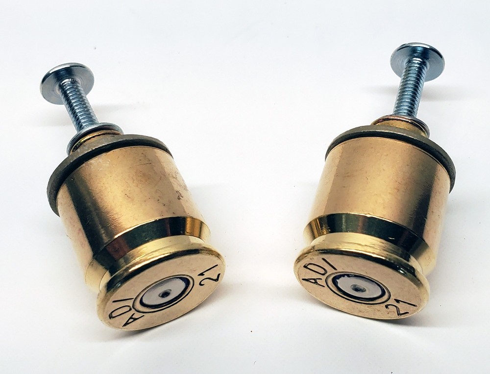 Two 50 Caliber Brass Drawer Knobs for Dressers and Cabinet Doors