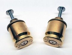 Two 50 Caliber Brass Drawer Knobs for Dressers and Cabinet Doors