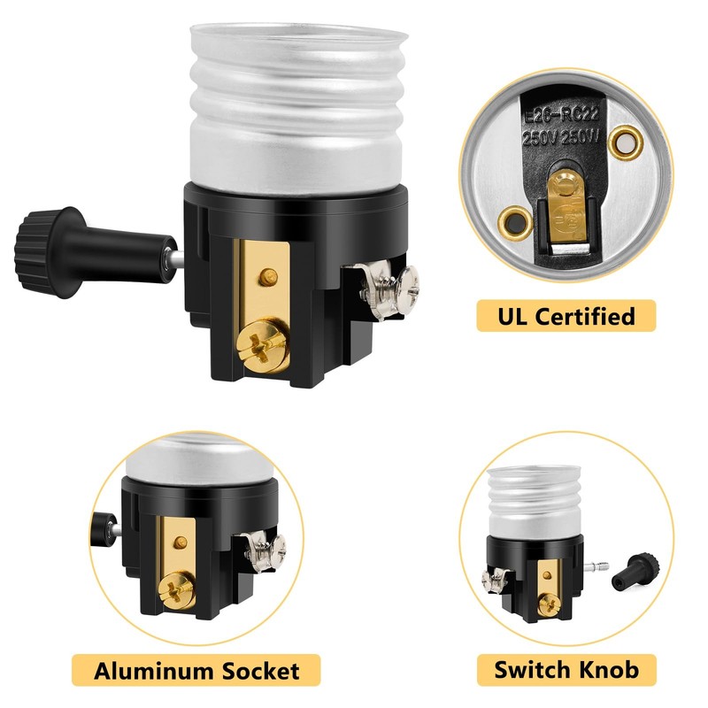 E26 Light Socket Replacement with On/Off Switch for Lamps (3 Pack) gallery