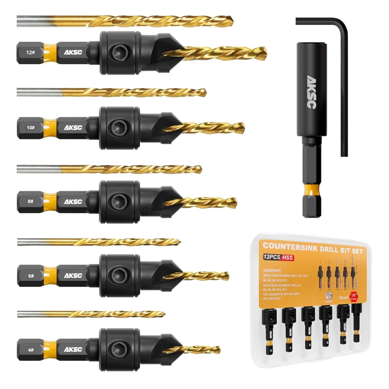 Countersink Drill Bit Set Woodworking Kit 12/122PCS Pilot Hole Hex Shank M42 gallery