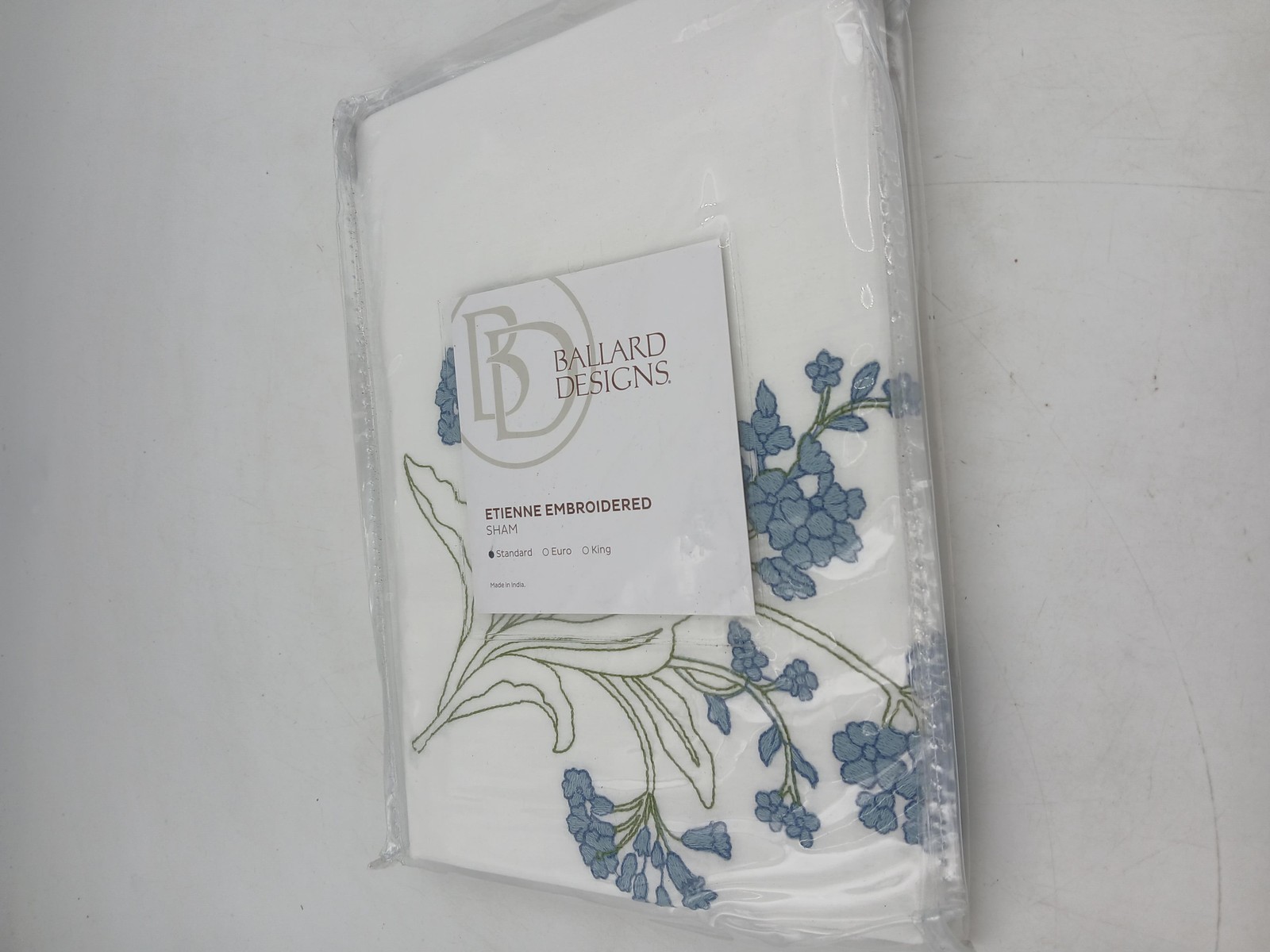 Ballard Designs Etienne Sham Pillow Cover Standard 20x26 Embroidered Floral New gallery