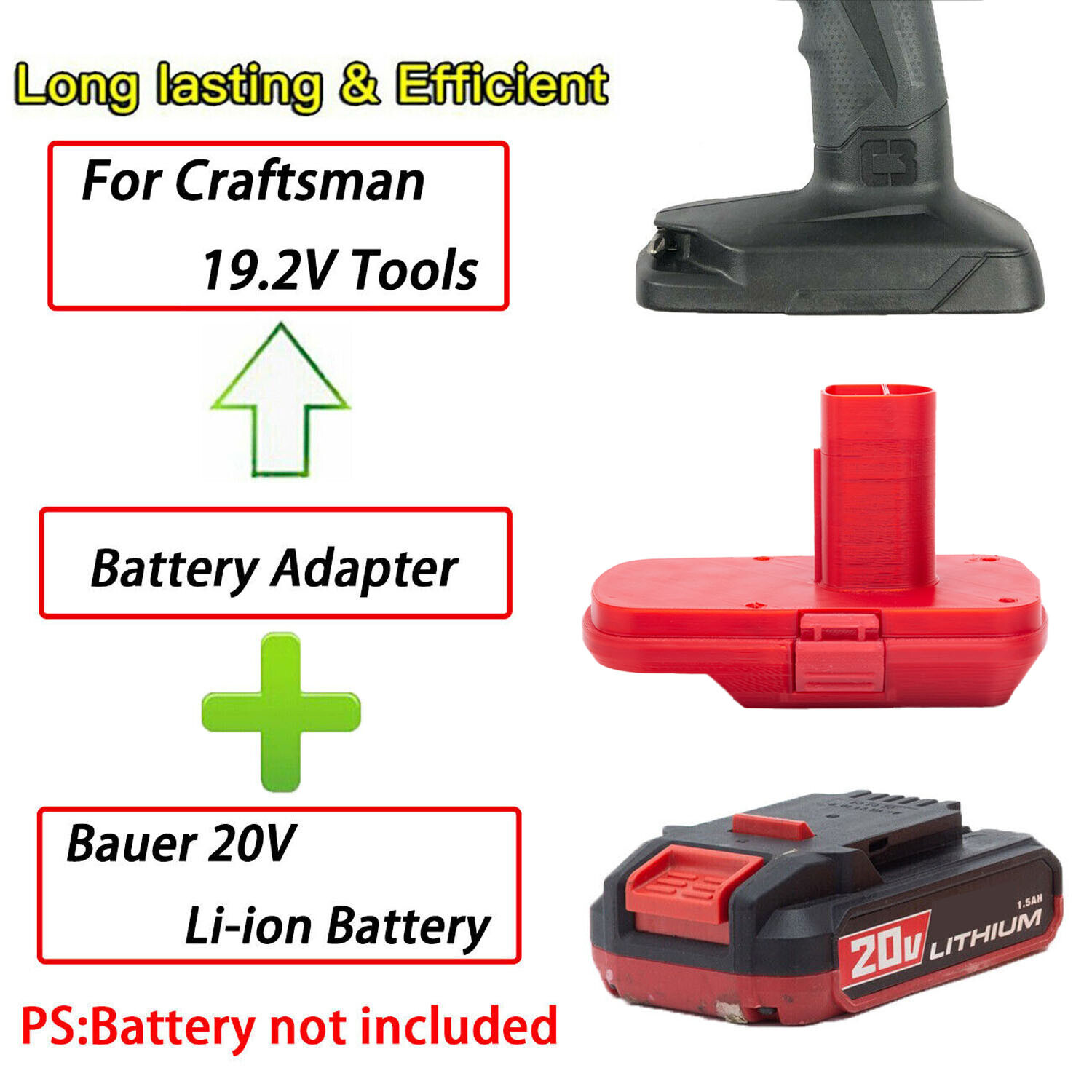 1x Adapter For Bauer 20V Lithium Battery Convert to Craftsman 19.2V Power Tools gallery