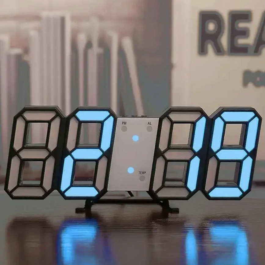 1pc 3D LED Digital Wall Clock USB Powered Night Mode Room Decor Clock - NEW gallery