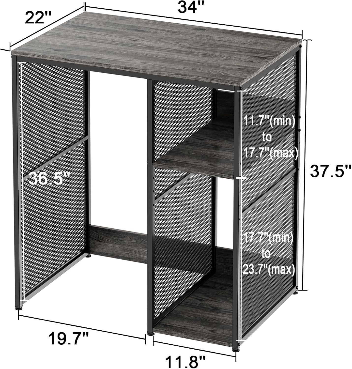 3-Tier Coffee Bar Cabinet with Mini Fridge Space, Heavy-Duty Rustic Grey Micr... gallery